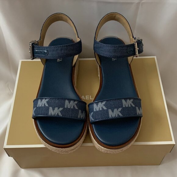 MICHAEL KORS Richie Denim Espadrille Strappy Sandals in Medium Blue Wash Sz 7.5M - Picture 2 of 6